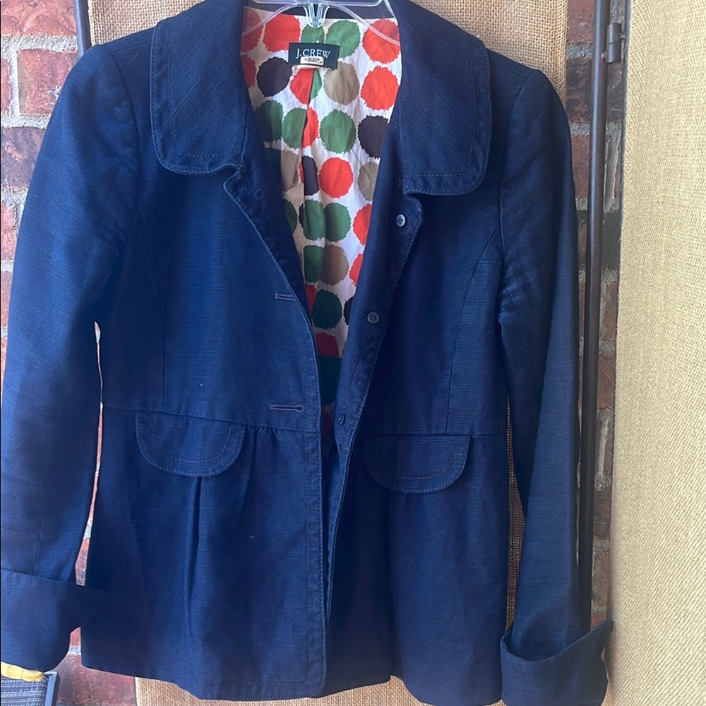 J. Crew Blue Blazer Structured Silhouette‎ Vibrant Lining